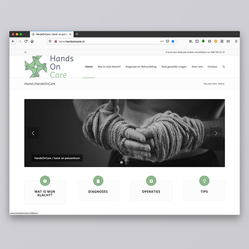 Hands On Care - website design